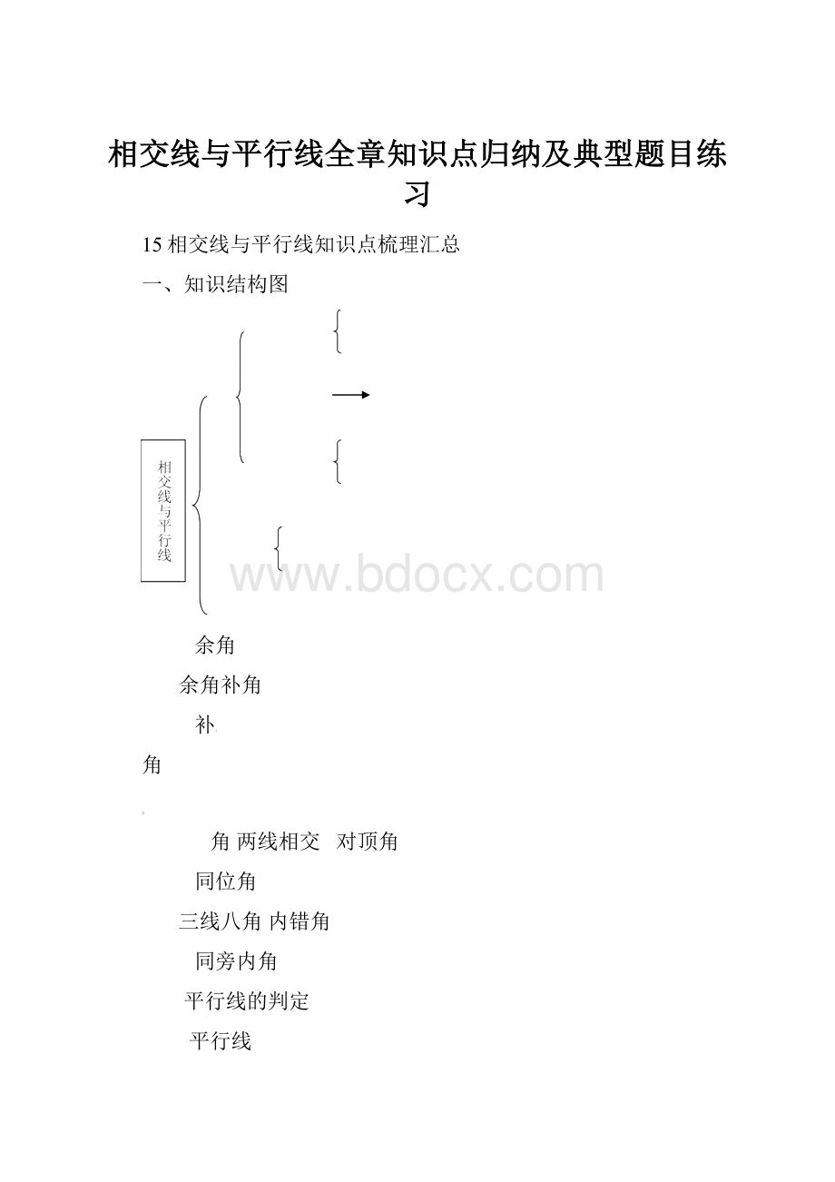 相交线与平行线全章知识点归纳及典型题目练习.docx