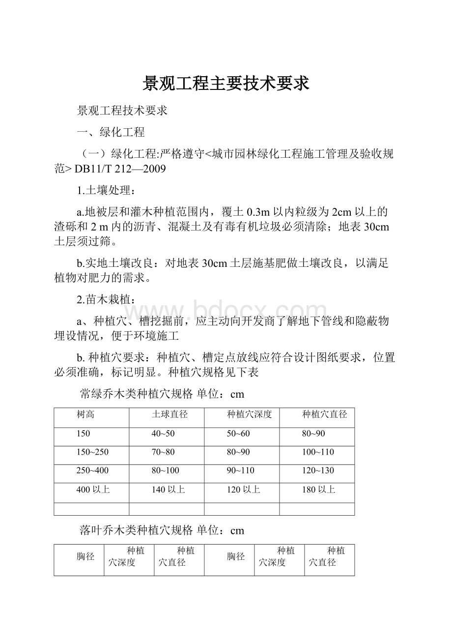 景观工程主要技术要求.docx_第1页