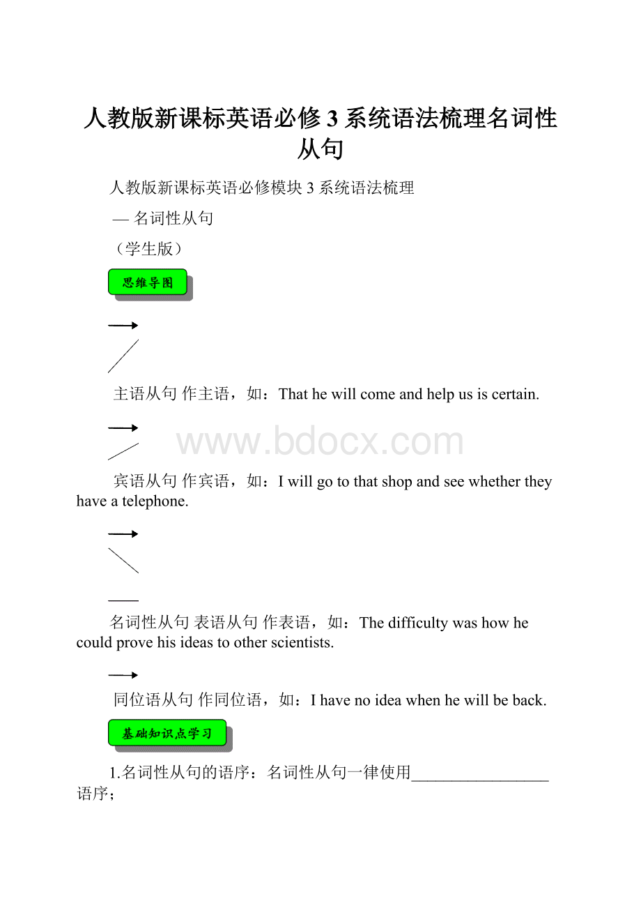 人教版新课标英语必修3系统语法梳理名词性从句.docx