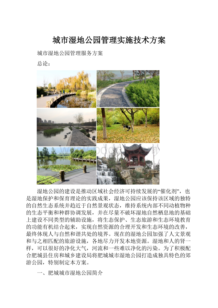 城市湿地公园管理实施技术方案文档格式.docx_第1页