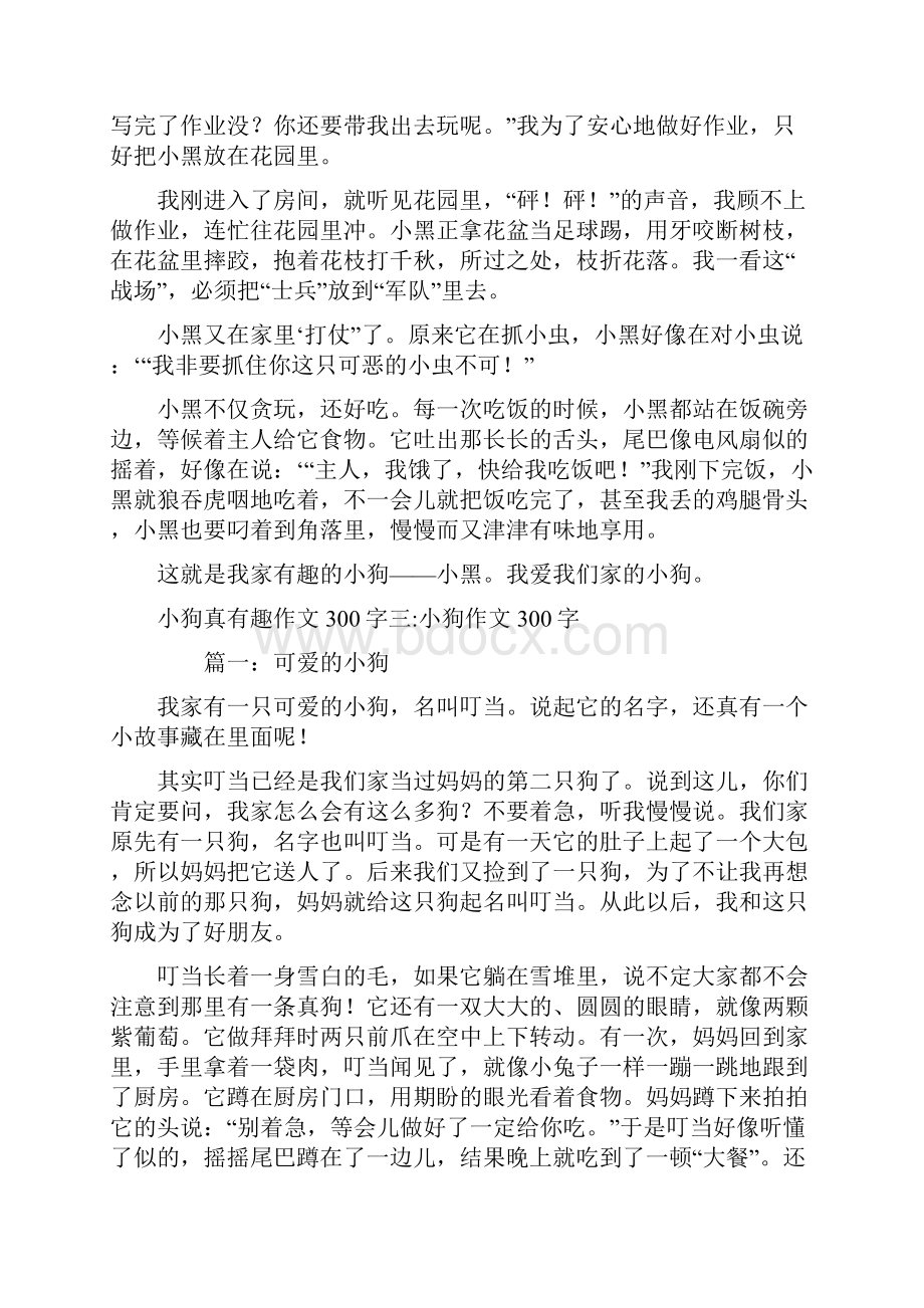 小狗真有趣作文300字6篇共26页Word格式文档下载.docx_第2页