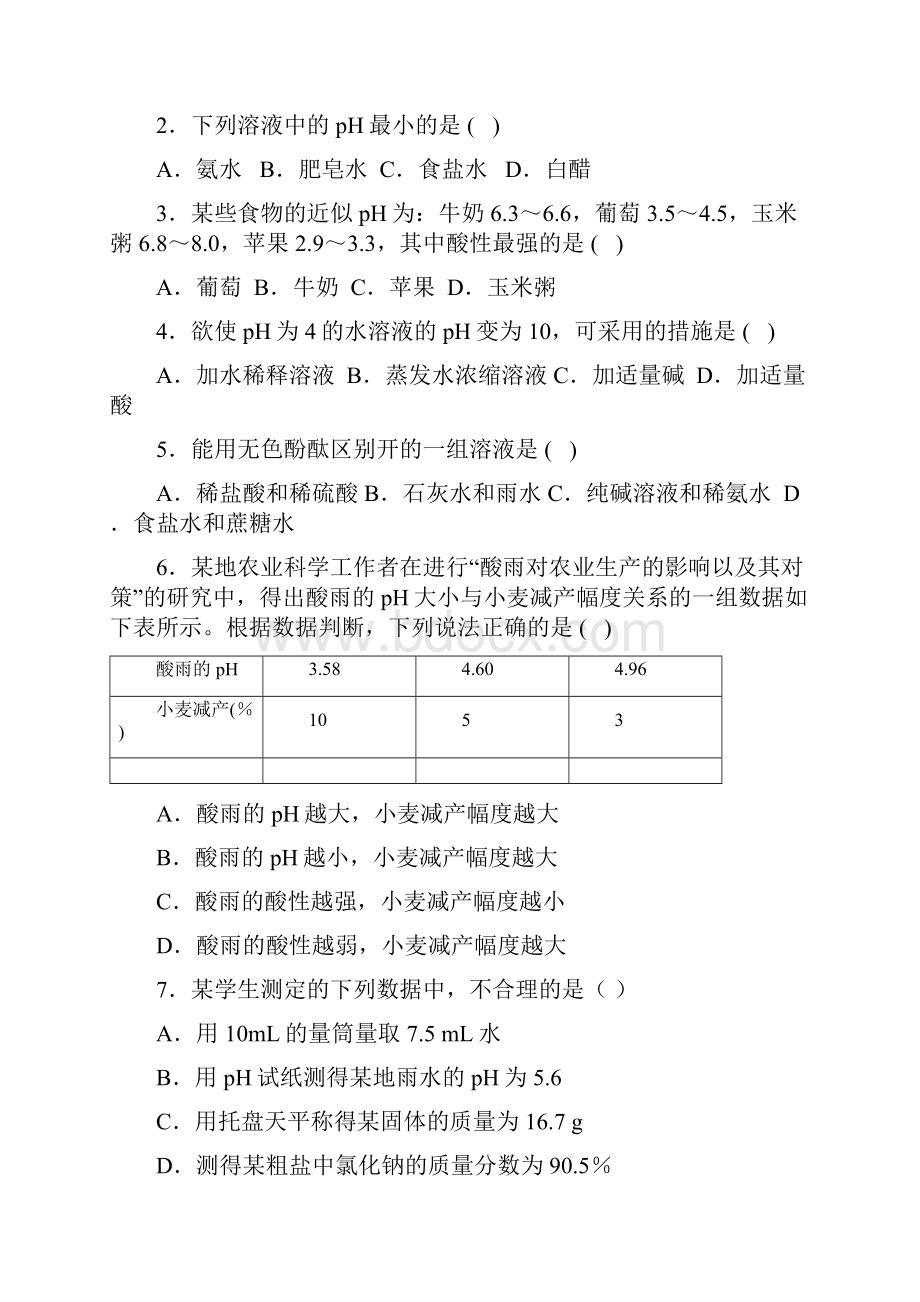 九年级化学应用广泛的酸碱盐单元测试文档格式.docx_第2页