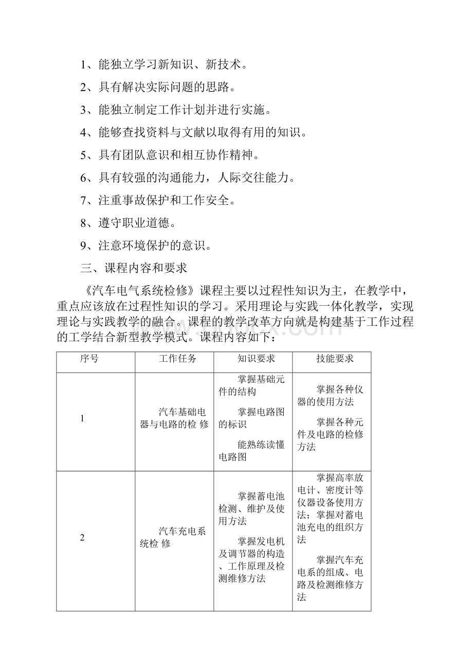 汽车电器系统检修课程标准.docx_第3页