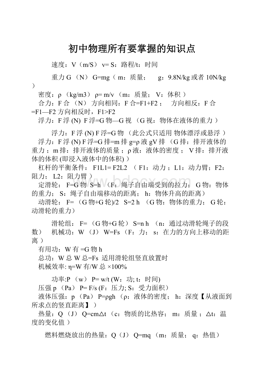 初中物理所有要掌握的知识点.docx_第1页