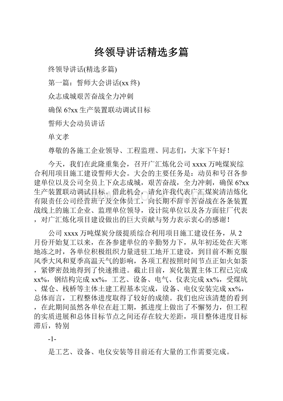 终领导讲话精选多篇.docx