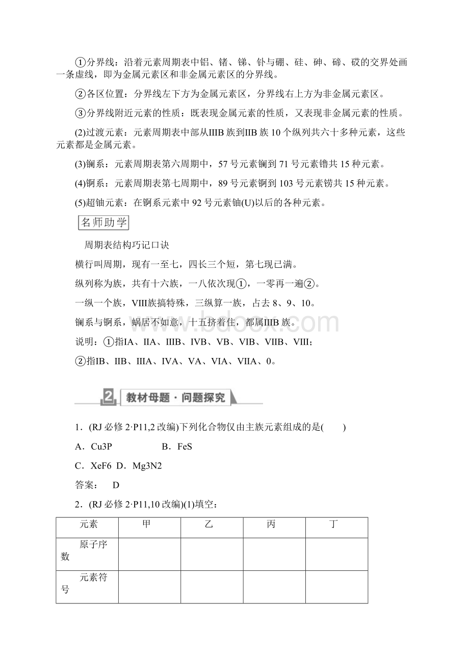 届一轮复习人教版 元素周期表与元素周期律 学案.docx_第3页