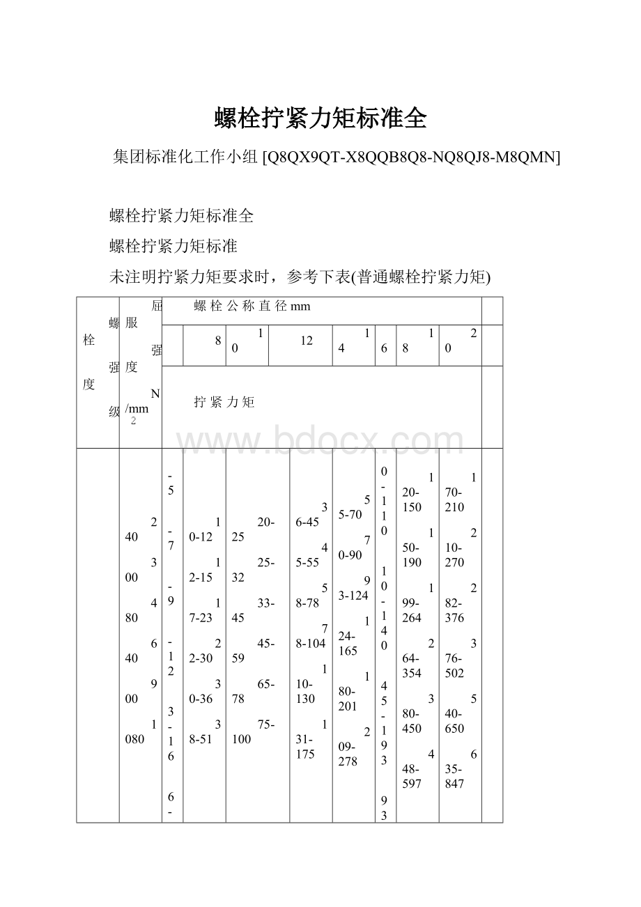 螺栓拧紧力矩标准全Word下载.docx_第1页