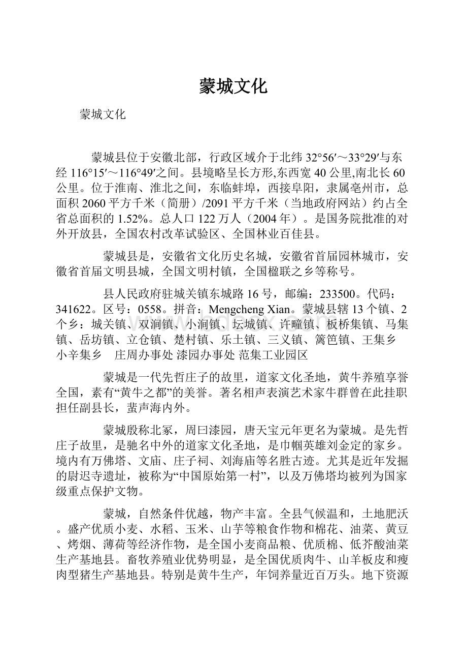 蒙城文化Word格式文档下载.docx