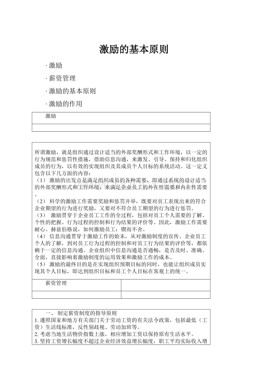 激励的基本原则Word文档下载推荐.docx_第1页