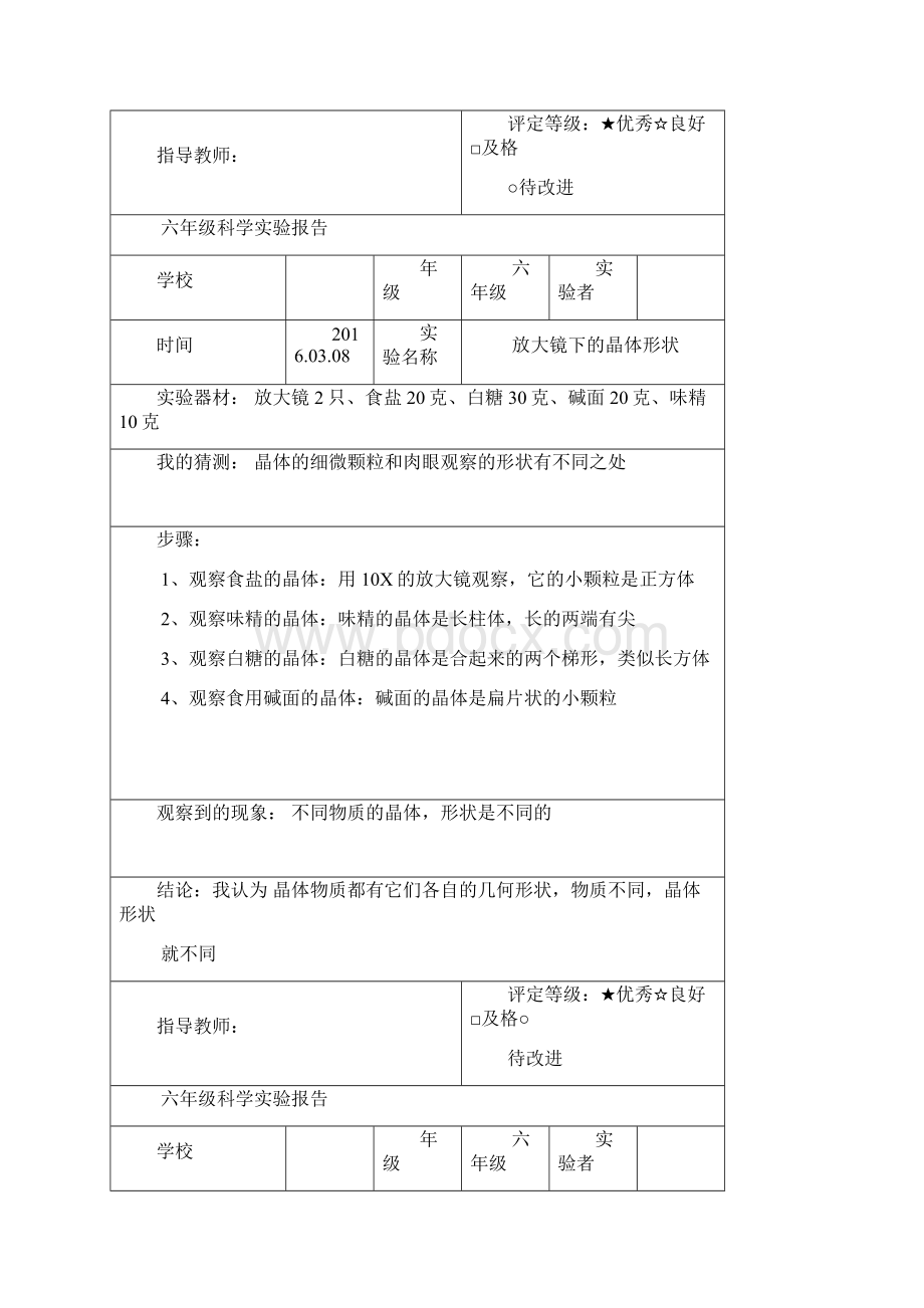 教科版六年级科学下册实验报告单全.docx_第2页