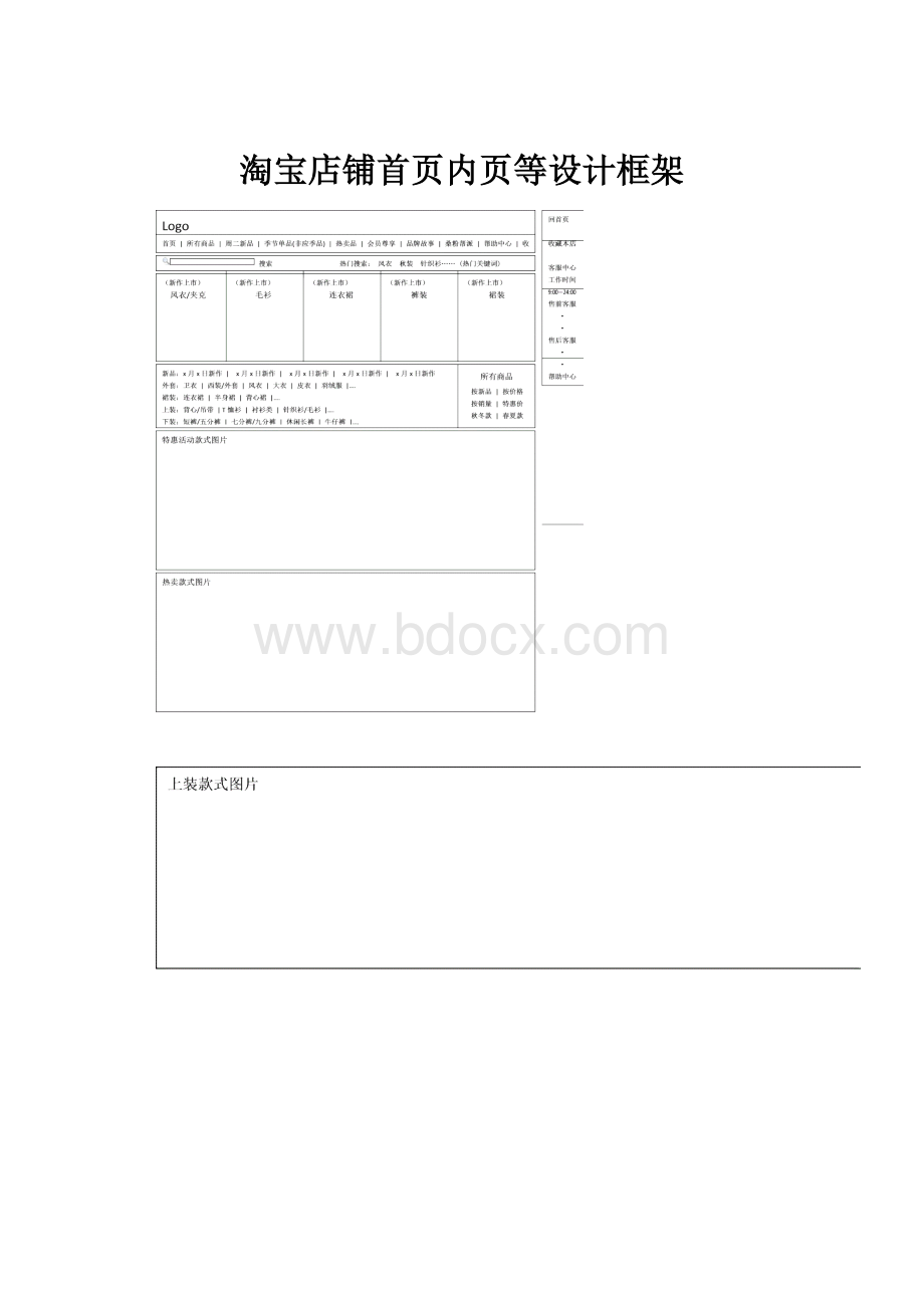 淘宝店铺首页内页等设计框架Word文档下载推荐.docx_第1页