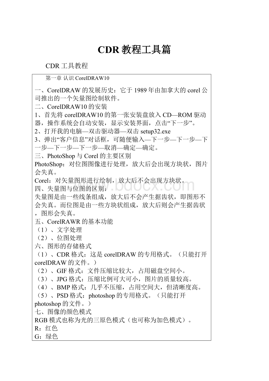 CDR教程工具篇.docx