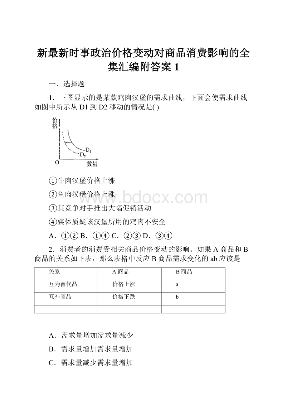 新最新时事政治价格变动对商品消费影响的全集汇编附答案1.docx