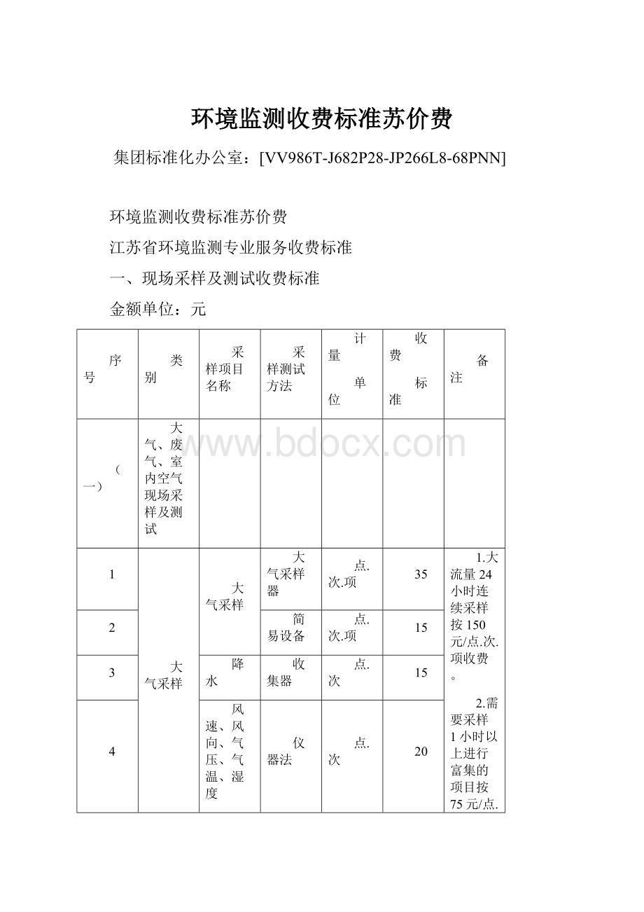 环境监测收费标准苏价费Word文档下载推荐.docx