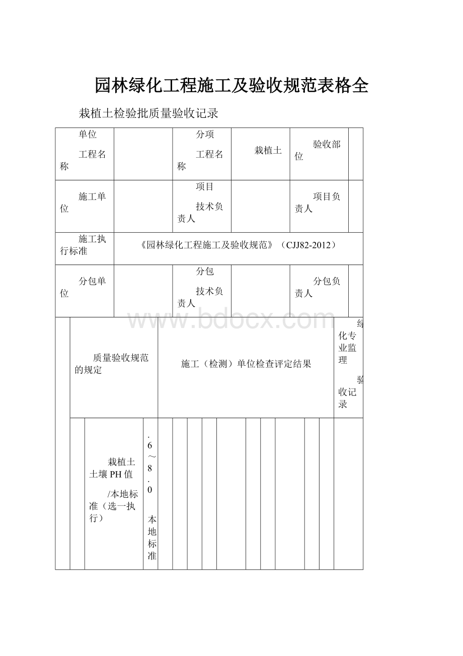 园林绿化工程施工及验收规范表格全Word文档格式.docx