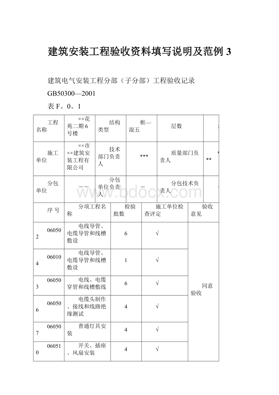 建筑安装工程验收资料填写说明及范例3Word格式文档下载.docx_第1页