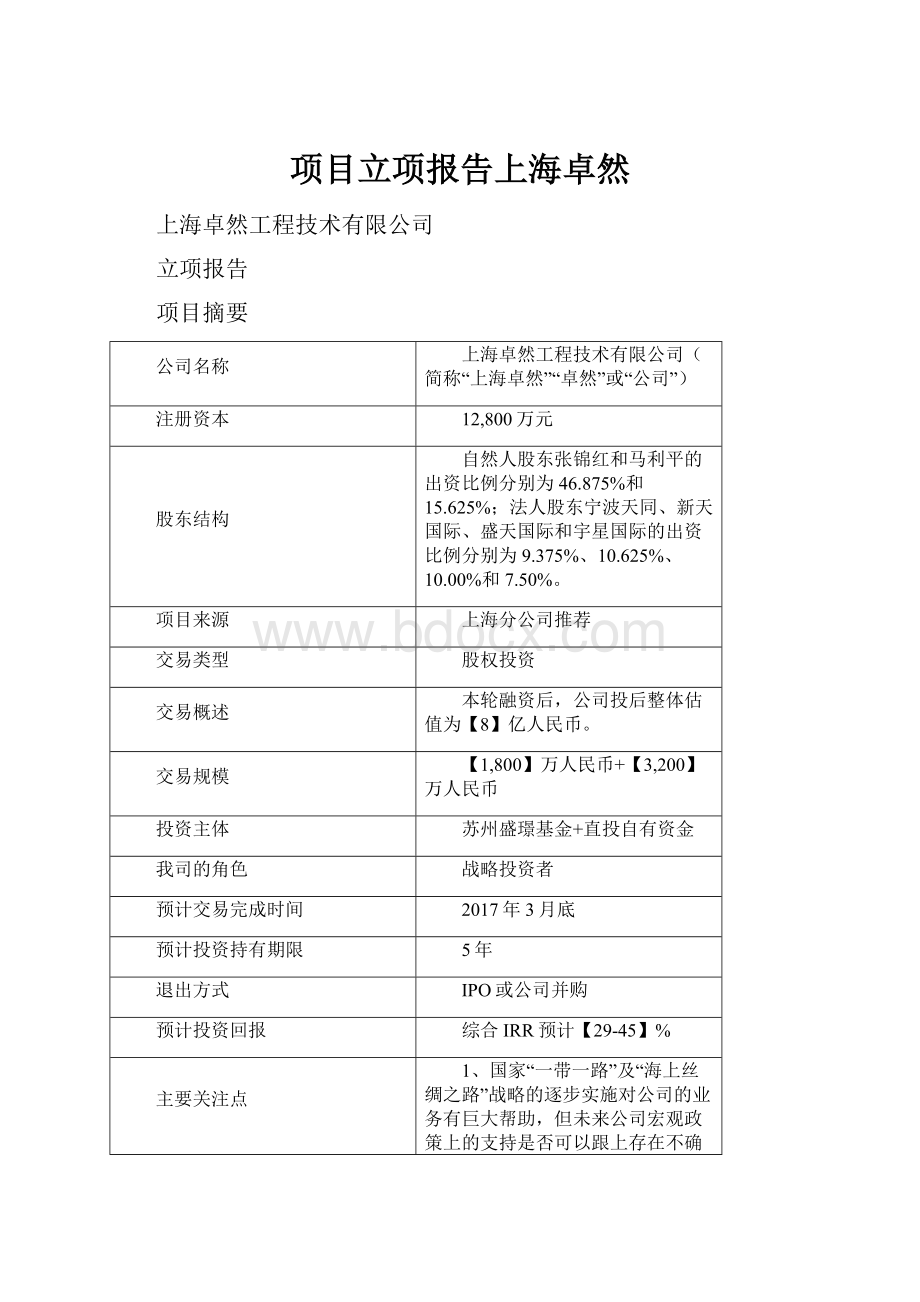 项目立项报告上海卓然文档格式.docx