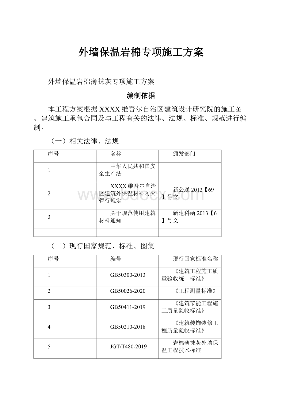 外墙保温岩棉专项施工方案Word格式.docx