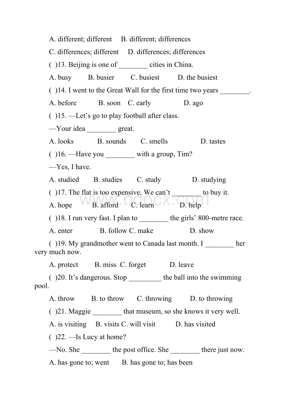 Module 2 单元测试题Word格式文档下载.docx_第2页