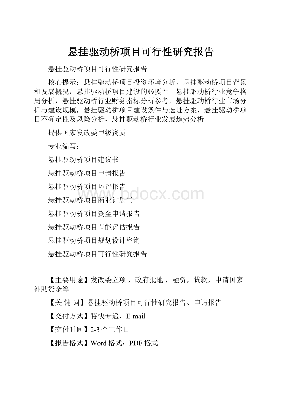 悬挂驱动桥项目可行性研究报告.docx