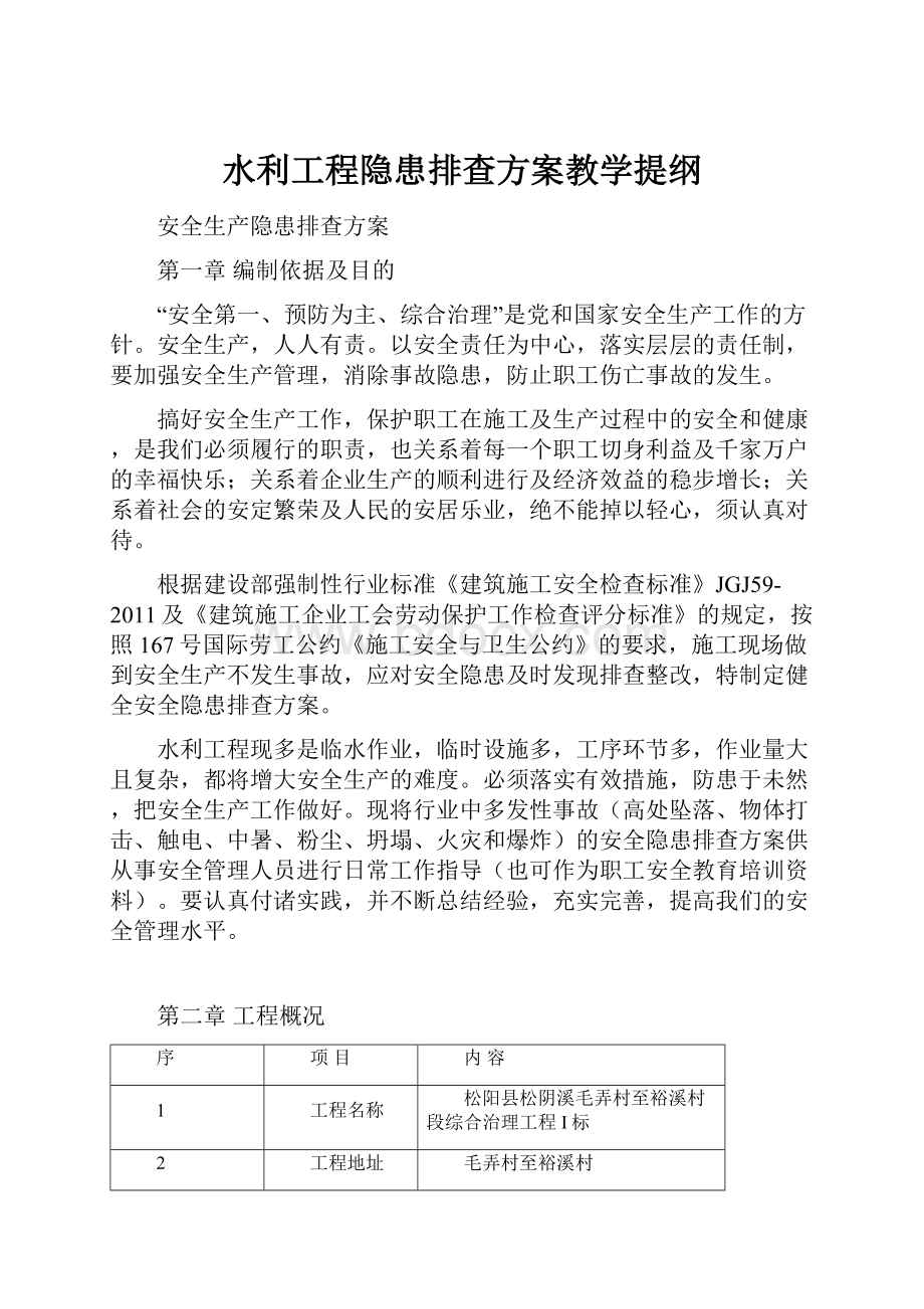 水利工程隐患排查方案教学提纲文档格式.docx