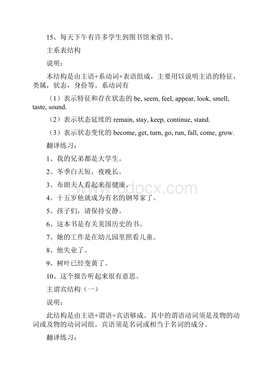 书面表达专练基本句型汉译英练习Word下载.docx_第2页