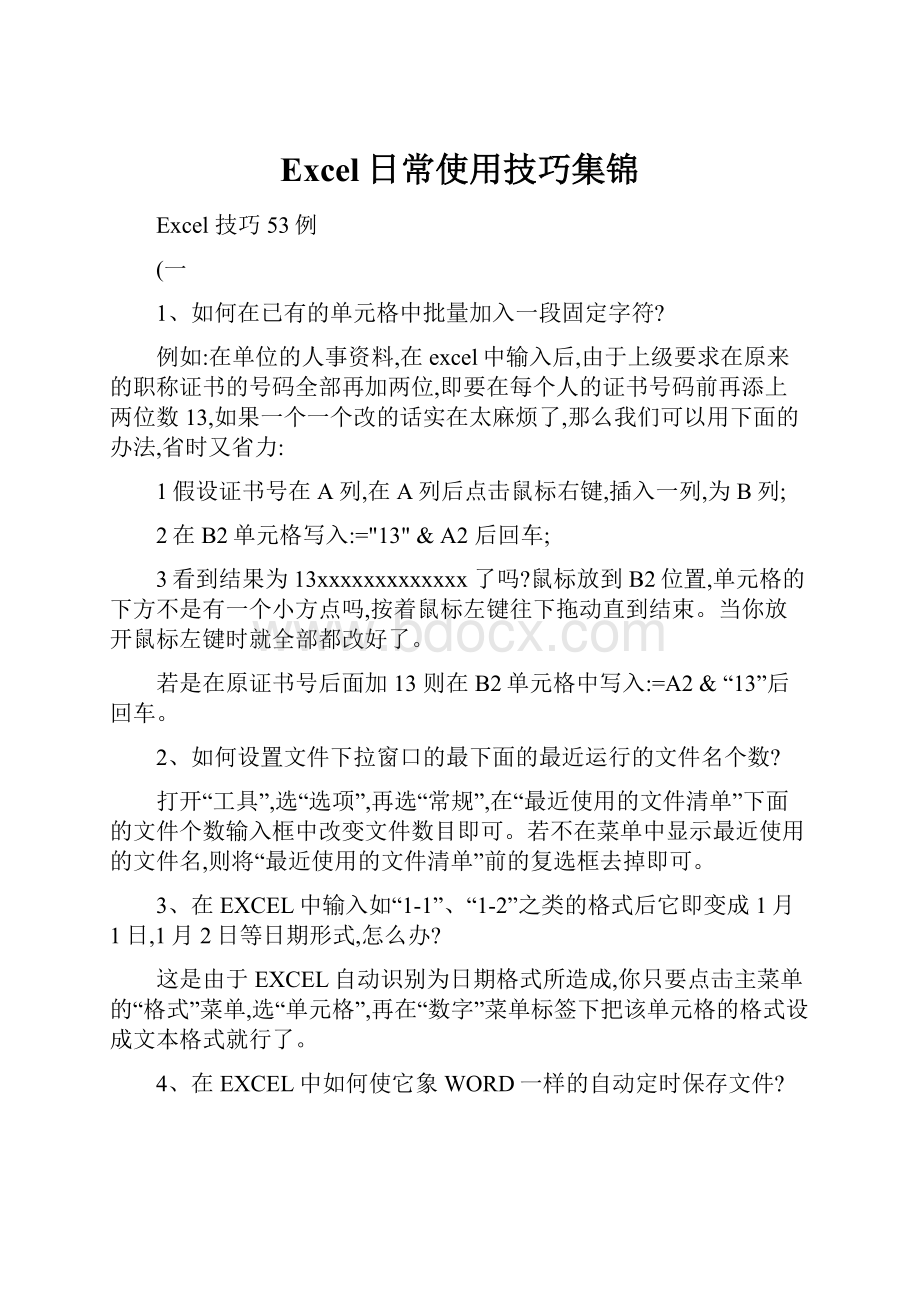 Excel日常使用技巧集锦.docx