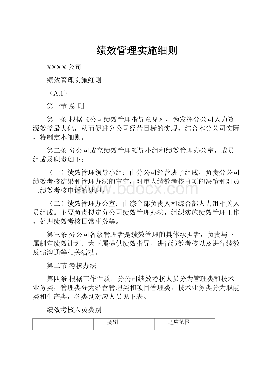 绩效管理实施细则.docx_第1页