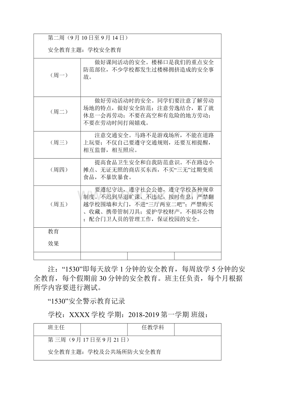 学年第一学期1530安全警示教育记录Word文件下载.docx_第2页