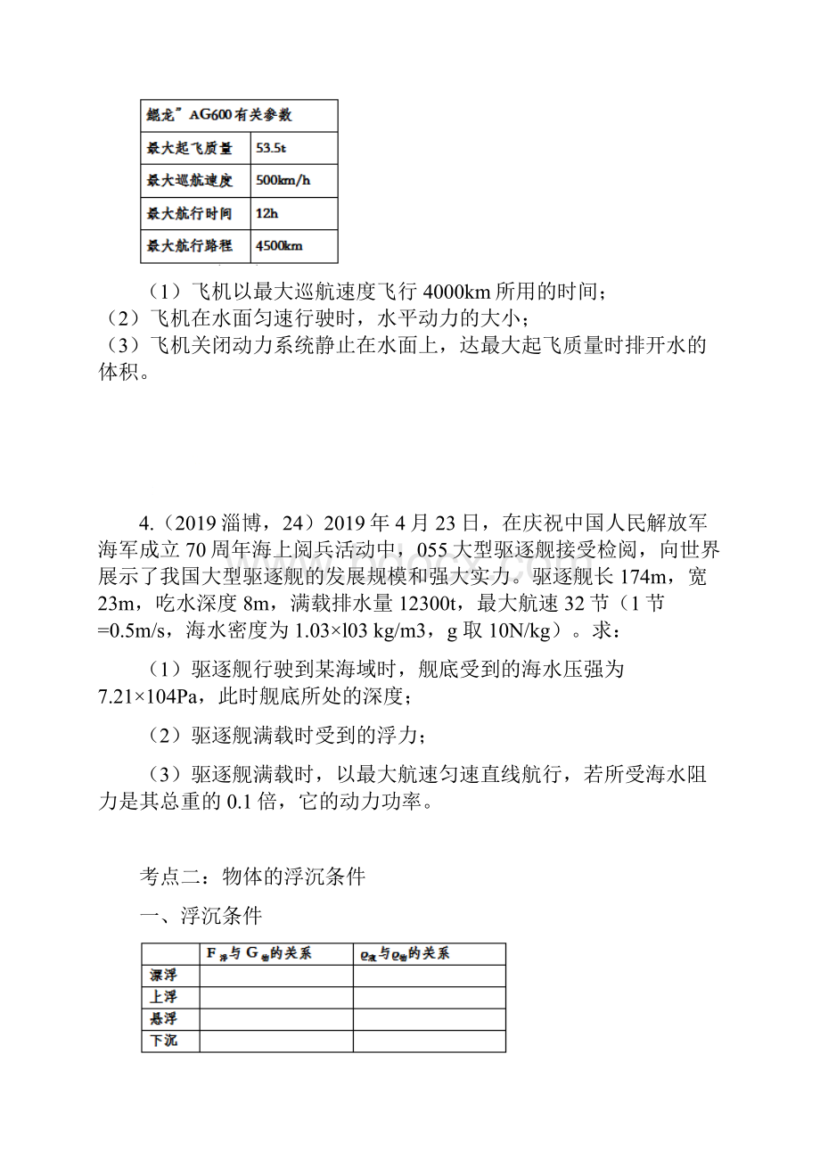 届人教版中考物理知识点练习卷物体的浮沉条件及应用Word文件下载.docx_第2页