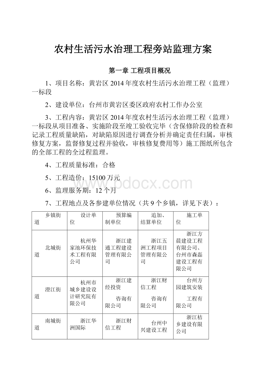 农村生活污水治理工程旁站监理方案.docx