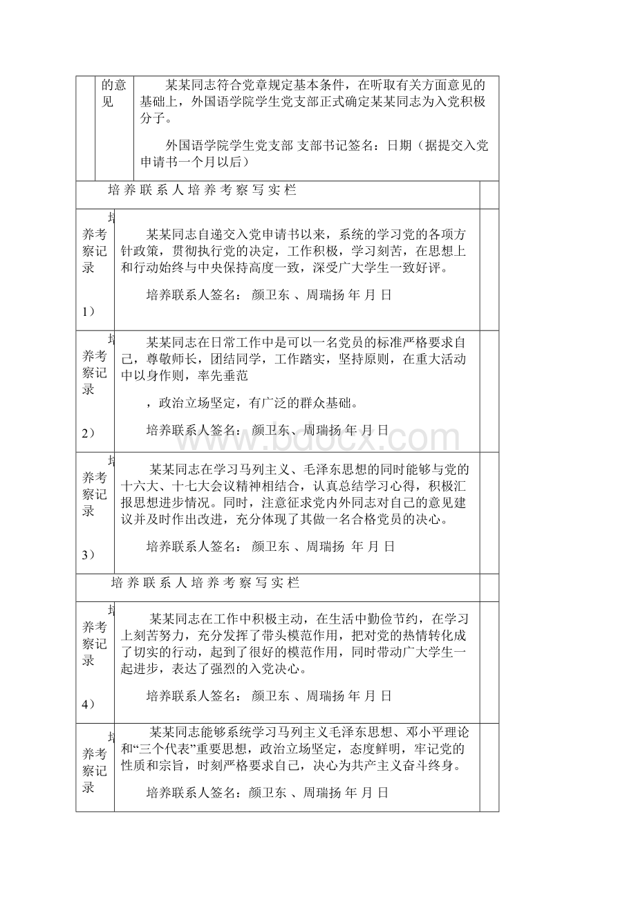 发展党员所需要地材料之新版入党积极分子培养考察写实薄带内容Word格式.docx_第3页