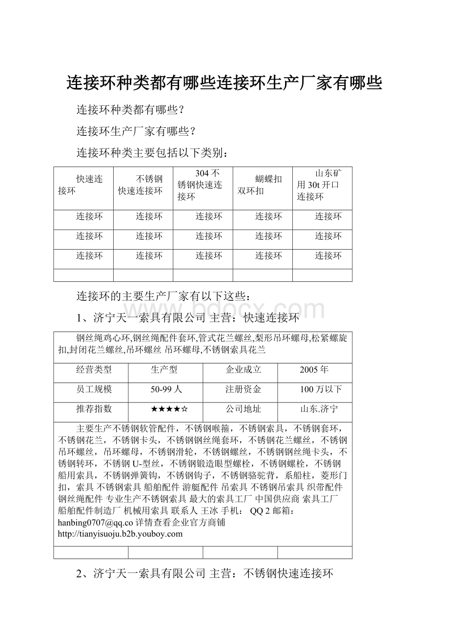 连接环种类都有哪些连接环生产厂家有哪些Word格式文档下载.docx