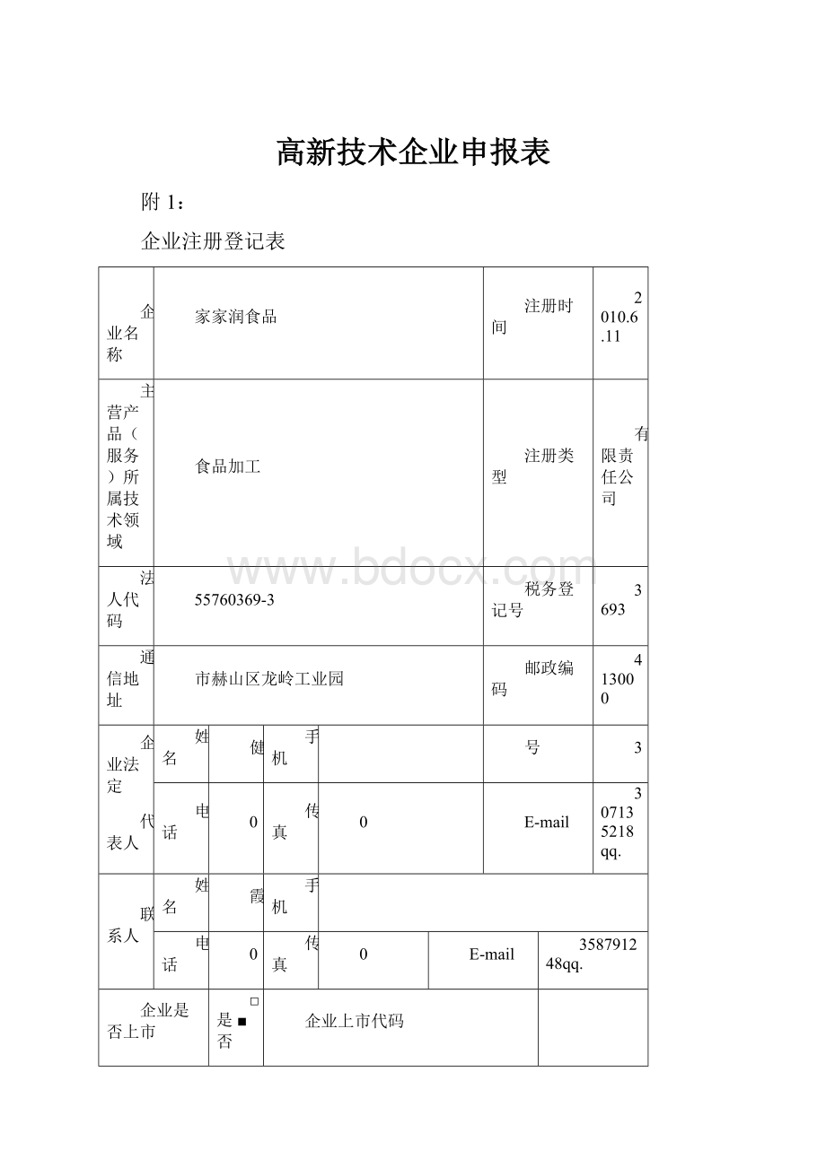 高新技术企业申报表文档格式.docx_第1页