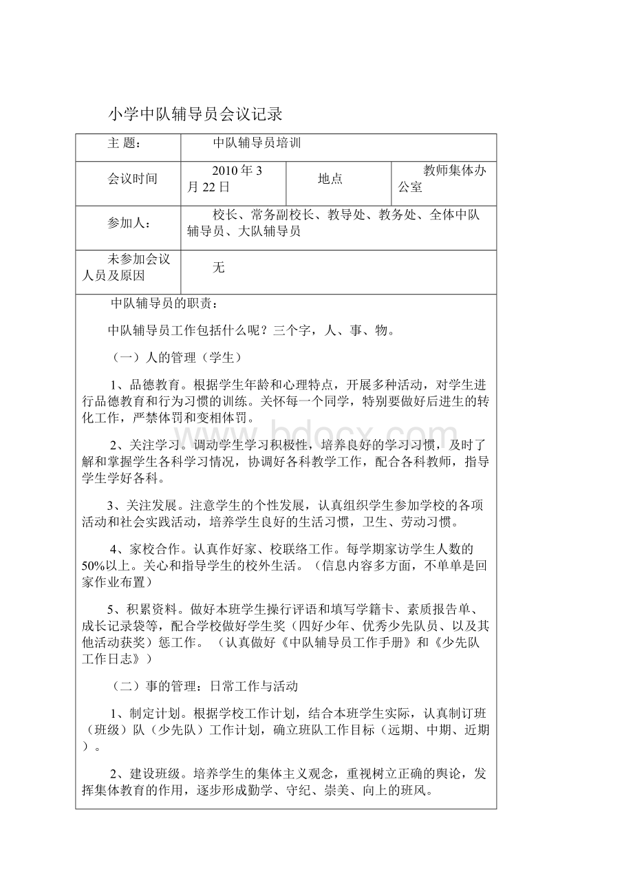 最新小学中队辅导员工作记录Word文档格式.docx_第2页