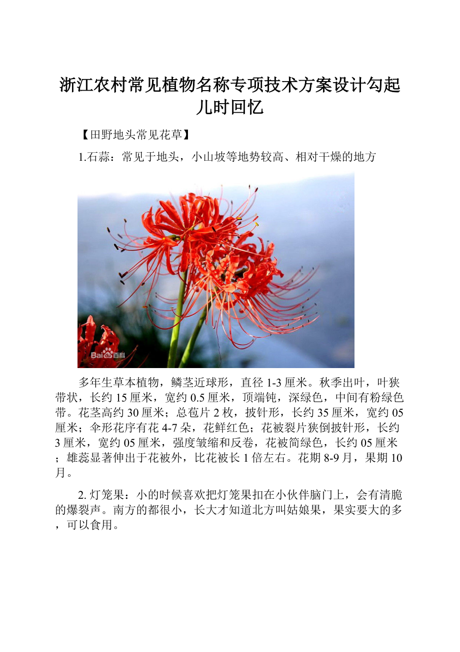 浙江农村常见植物名称专项技术方案设计勾起儿时回忆.docx_第1页