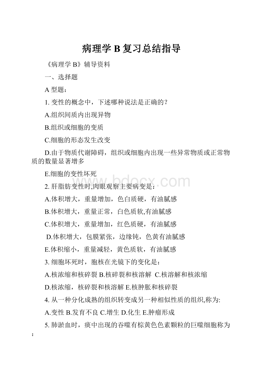 病理学B复习总结指导Word文档下载推荐.docx