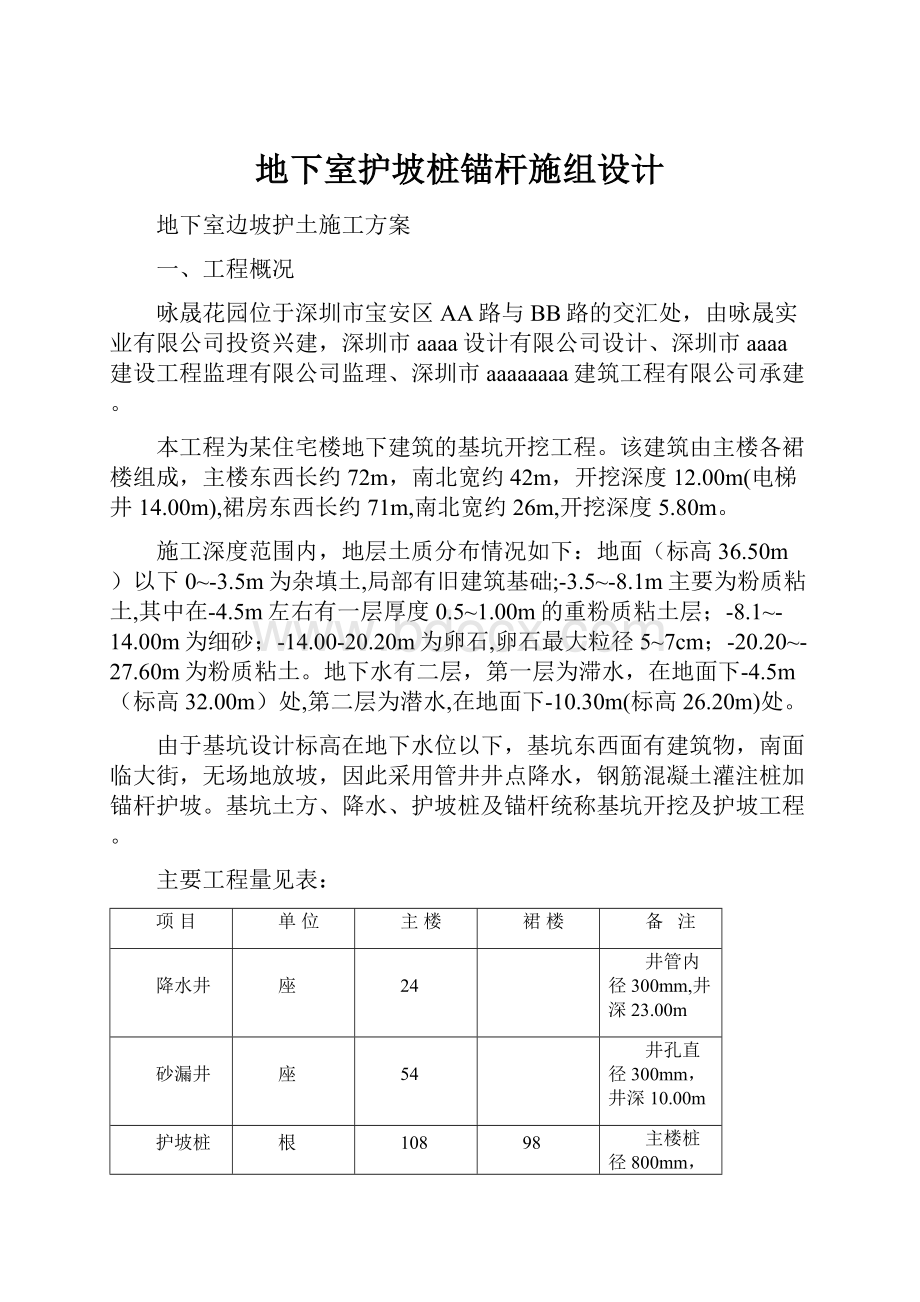 地下室护坡桩锚杆施组设计.docx_第1页