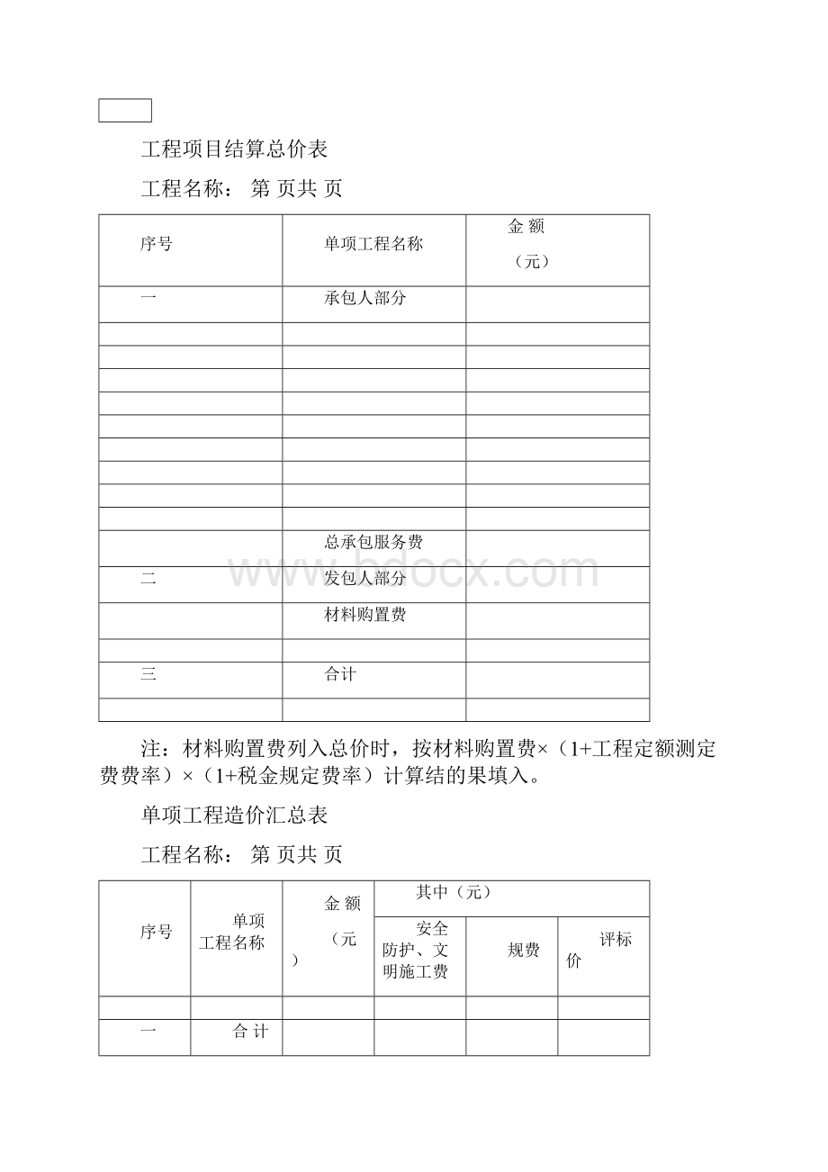 工程结算规范表格Word文档格式.docx_第2页