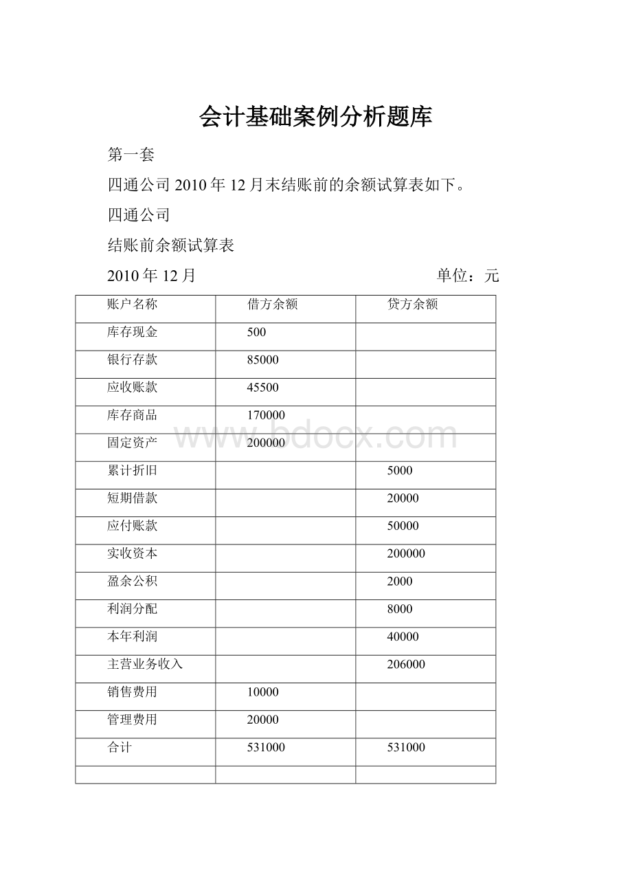 会计基础案例分析题库Word格式文档下载.docx