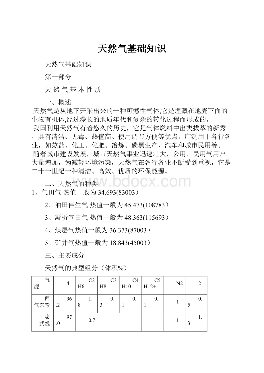 天然气基础知识Word下载.docx