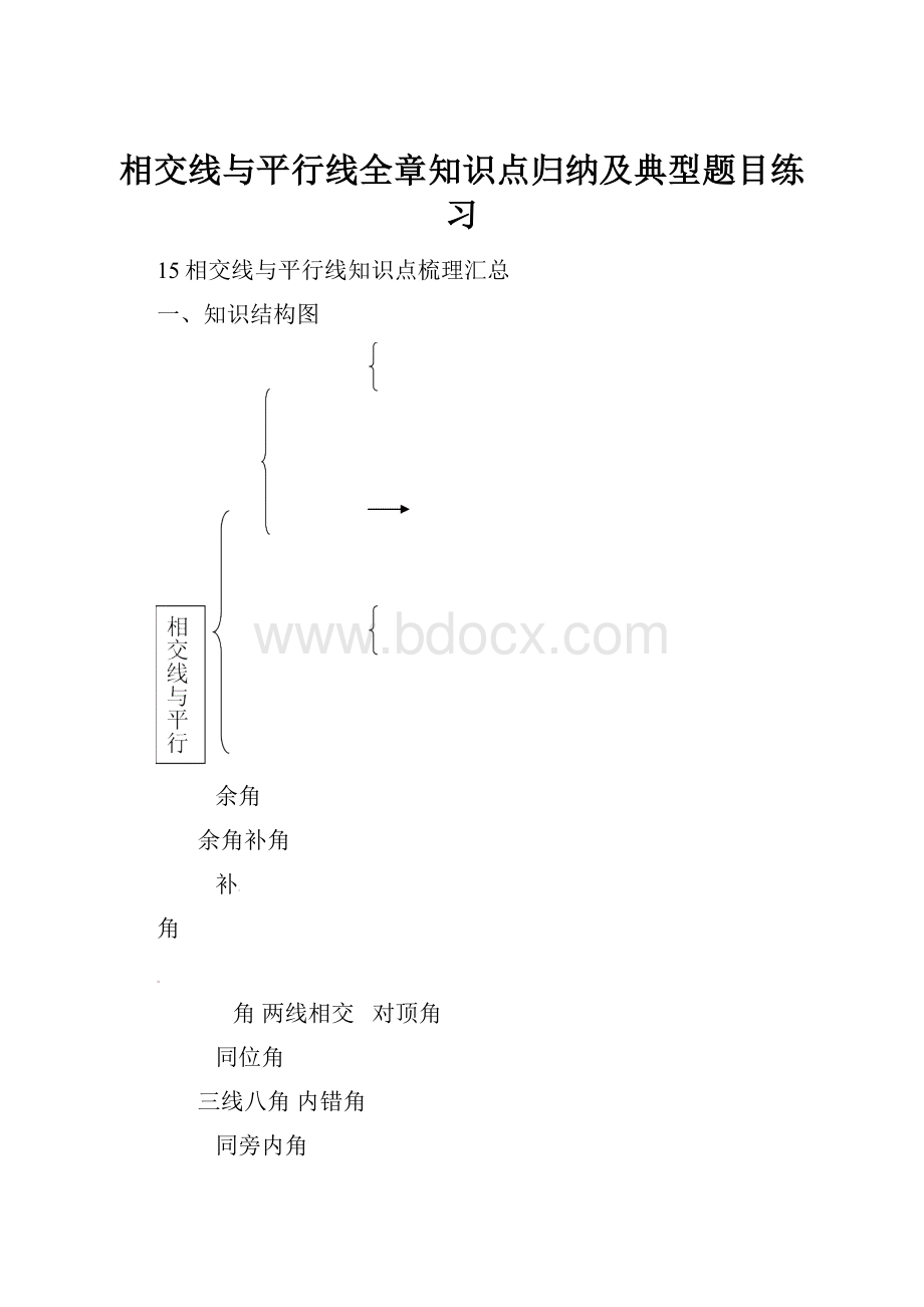 相交线与平行线全章知识点归纳及典型题目练习.docx_第1页