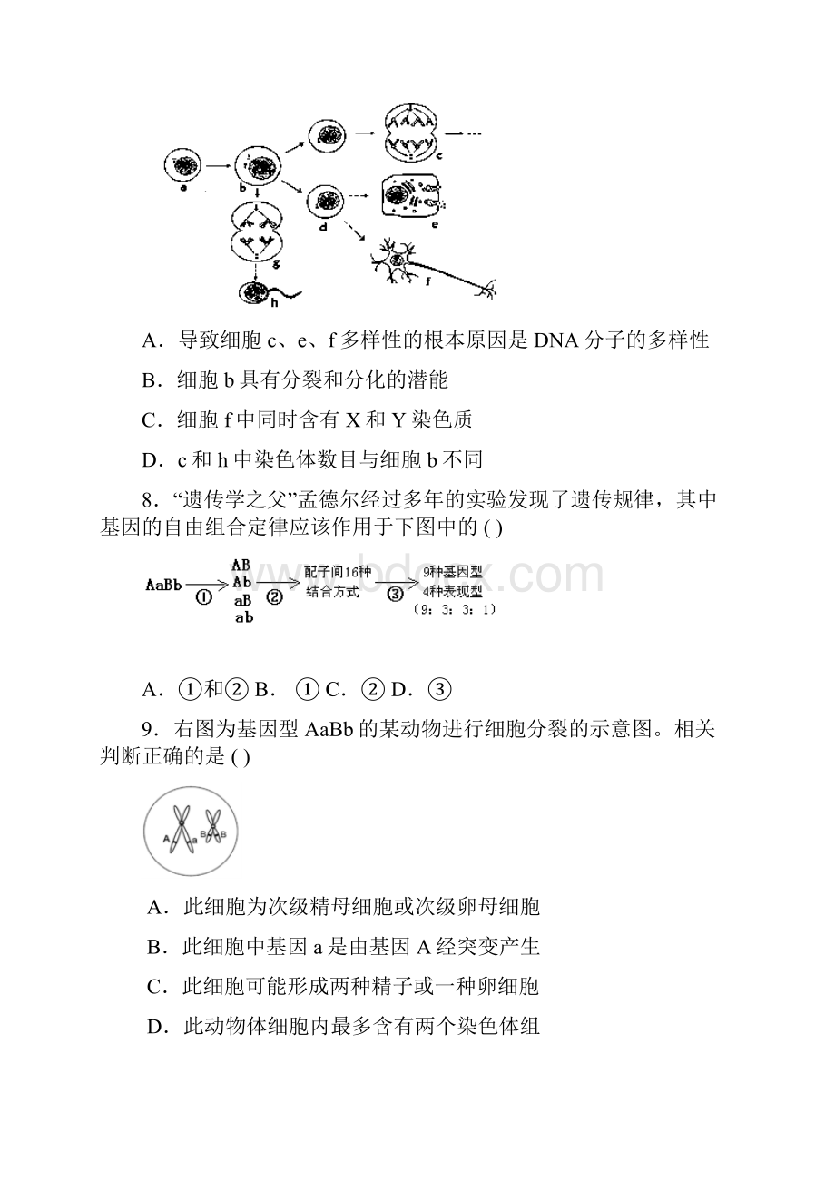 届江苏省宿迁青华中学高三上学期第一次质量检测生物试题及答案Word文档格式.docx_第3页