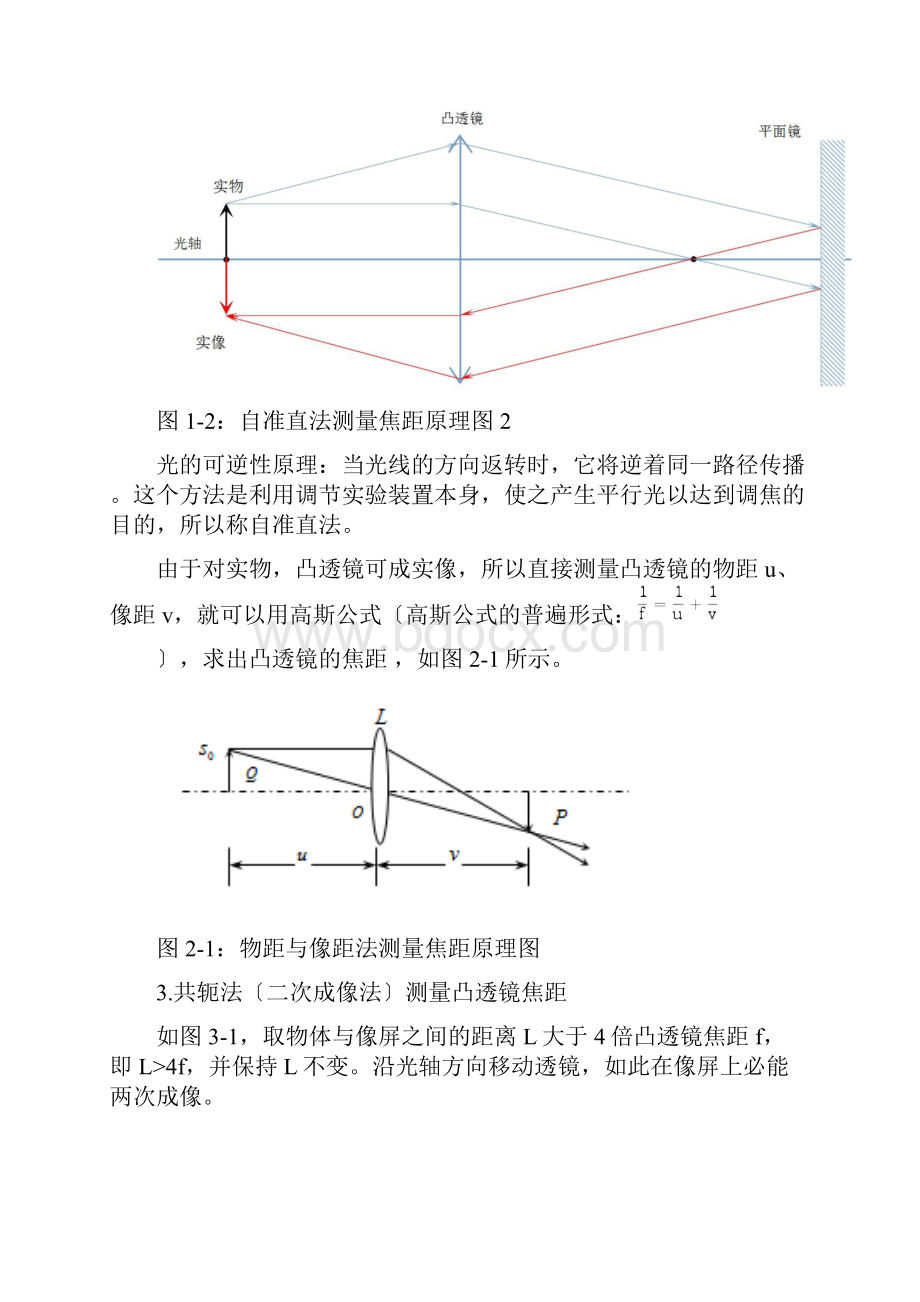 薄透镜焦距测量实验Word文档格式.docx_第2页