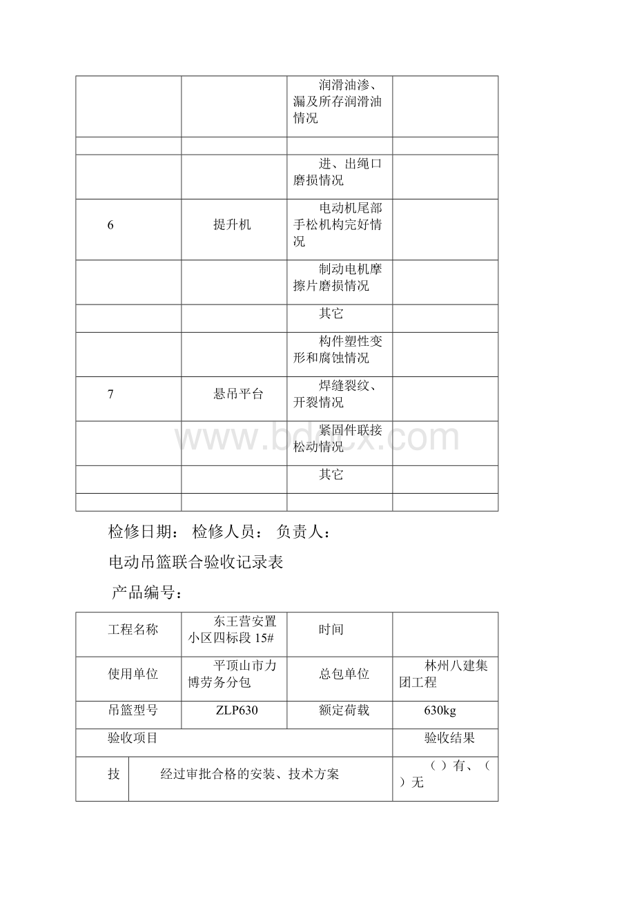 电动吊篮日检修与保养记录表常用.docx_第3页