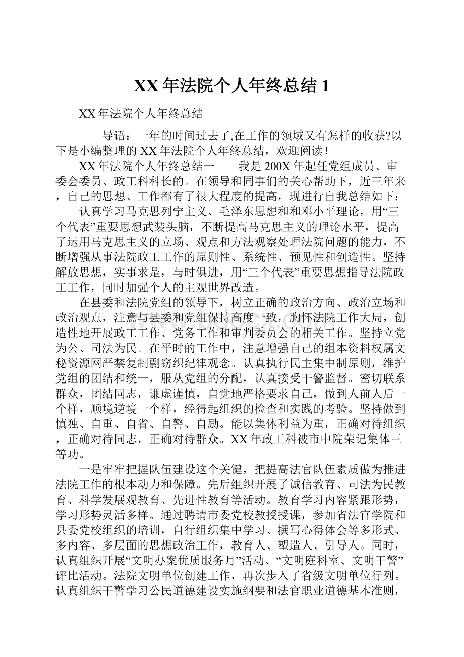 XX年法院个人年终总结1Word下载.docx_第1页