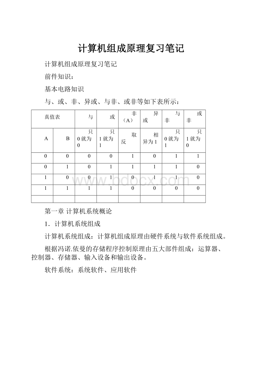 计算机组成原理复习笔记.docx_第1页