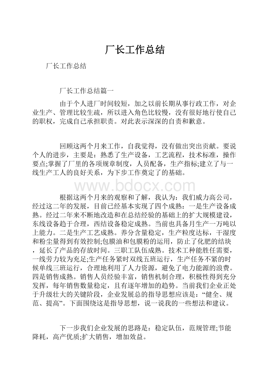 厂长工作总结Word文件下载.docx