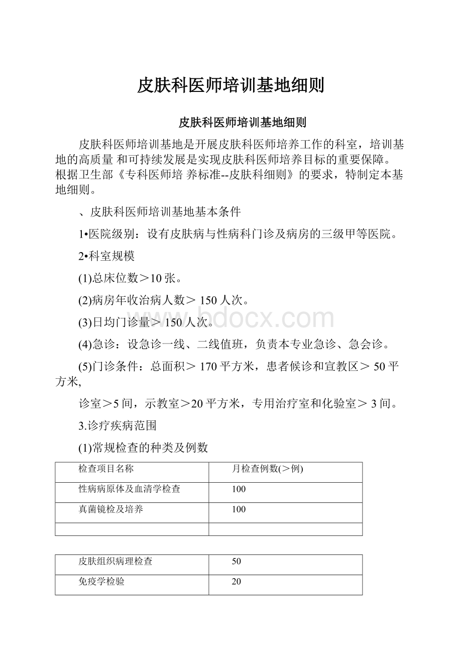 皮肤科医师培训基地细则.docx