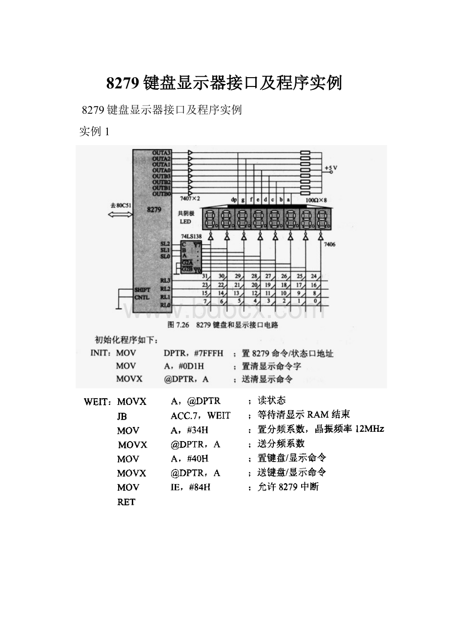 8279键盘显示器接口及程序实例.docx